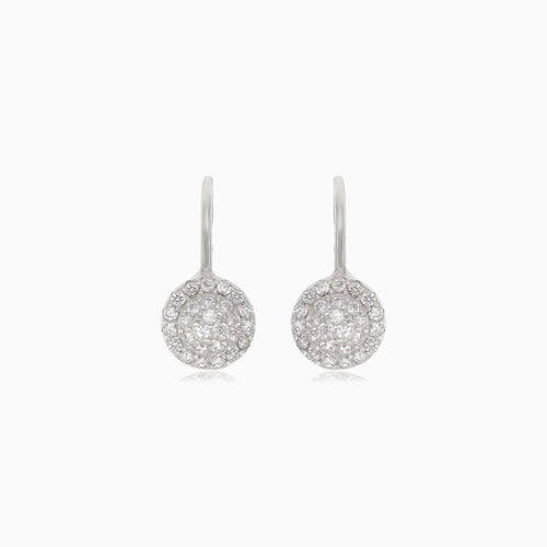 Silver drop earrings with small round cubic zirconia