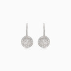 Silver drop earrings with small round cubic zirconia