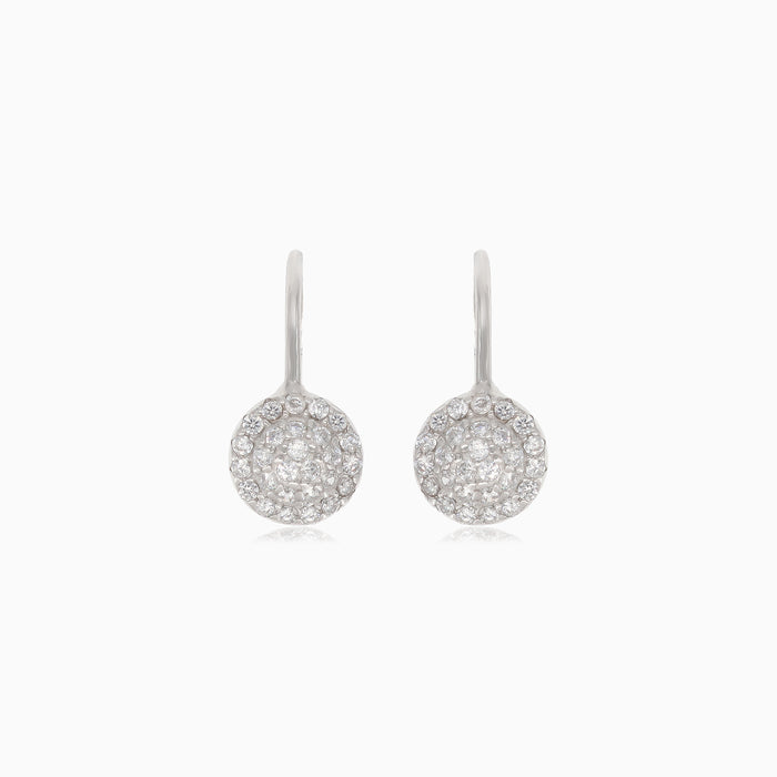 Silver drop earrings with small round cubic zirconia