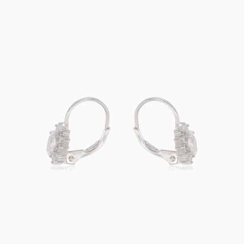 Silver drop earrings with halo cubic zirconia