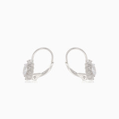 Silver drop earrings with halo cubic zirconia