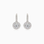 Silver drop earrings with main cubic zirconia and cubic zirconia accent on top