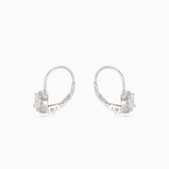 Silver earrings with square cubic zirconia