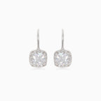 Silver earrings with square cubic zirconia