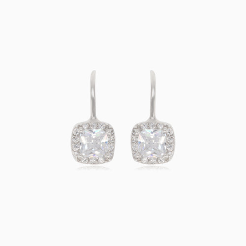Silver earrings with square cubic zirconia