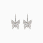 Silver drop earrings with butterfly