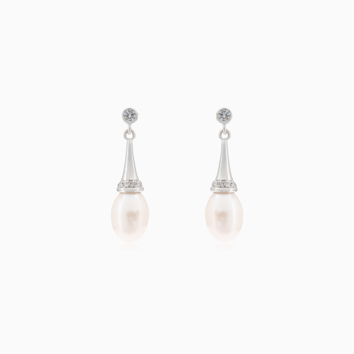 Boucles d'oreilles en argent avec perle et zirconium cubique