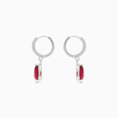 Silver earrings with synthetic ruby