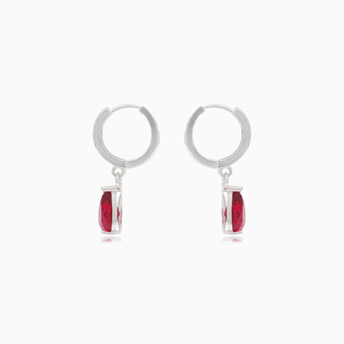 Silver earrings with synthetic ruby