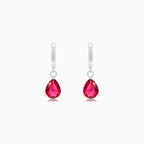 Silver earrings with synthetic ruby