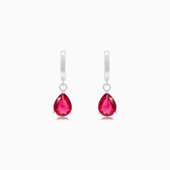 Silver earrings with synthetic ruby