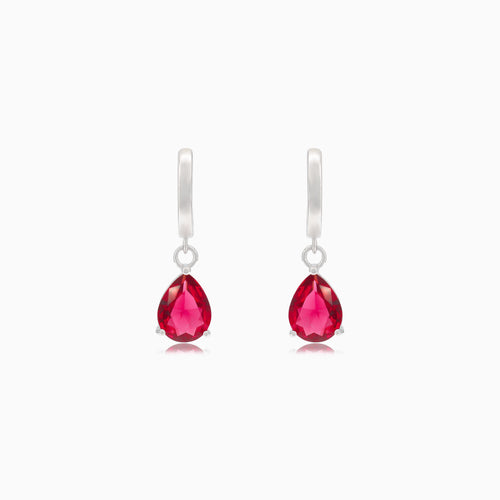 Silver earrings with synthetic ruby