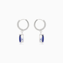 Silver earrings with synthetic sapphire