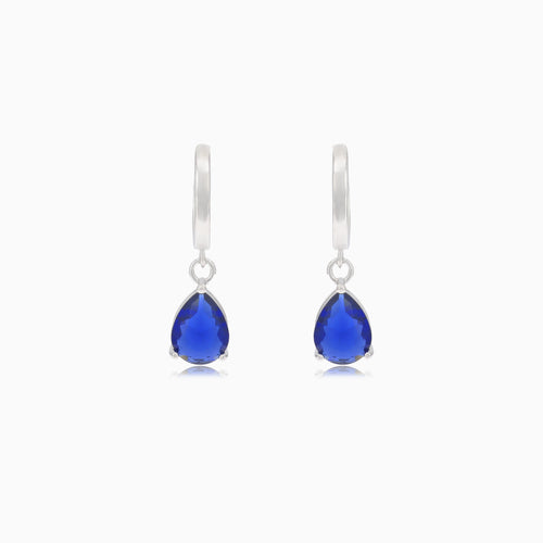 Silver earrings with synthetic sapphire