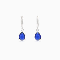 Silver earrings with synthetic sapphire