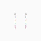 Silver dangle stud earrings with synthetic stones