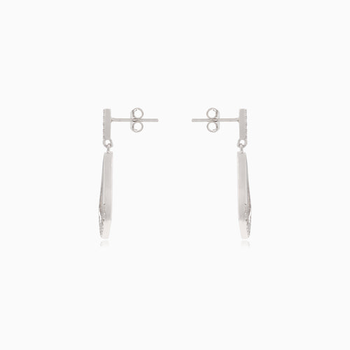 Silver dangle stud earrings with cubic zirconia