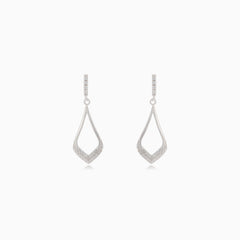 Silver dangle stud earrings with cubic zirconia