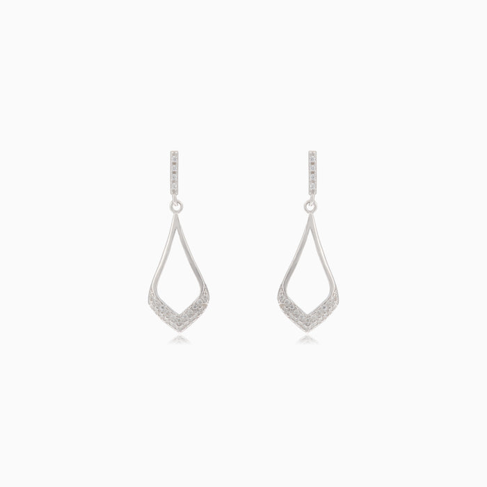Silver dangle stud earrings with cubic zirconia