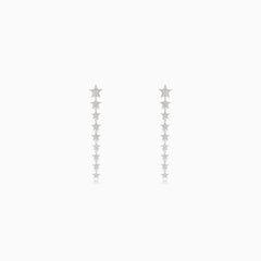 Silver stud earrings with hanging stars