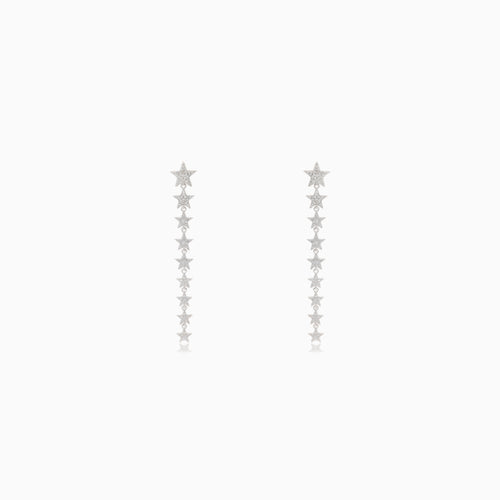 Silver stud earrings with hanging stars