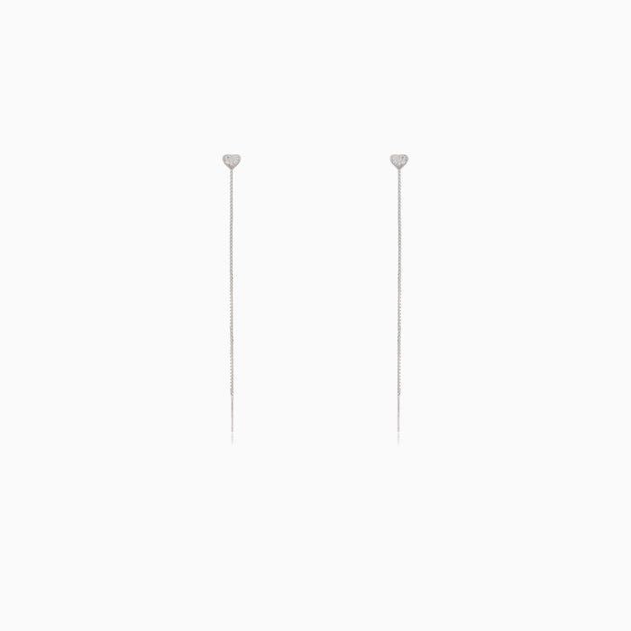 Stringing heart earrings with cubic zirconia
