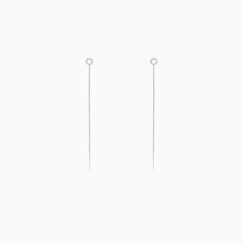 String earrings circle with cubic zirconia