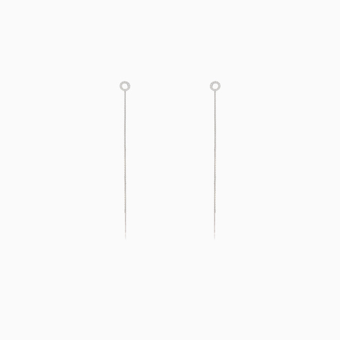 String earrings circle with cubic zirconia