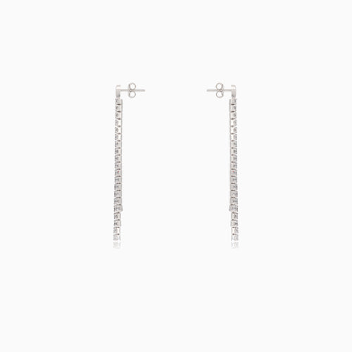 Silver earrings with dangling cubic zirconia