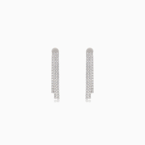 Silver earrings with dangling cubic zirconia