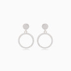 Silver stud earrings dangling zirconia circle