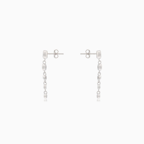 Silver chain studearrings with cubic zirconia