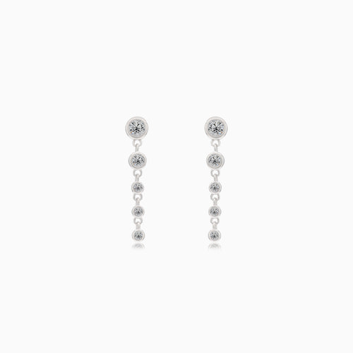 Silver chain studearrings with cubic zirconia