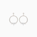 Silver stud earrings dangling circle with decoration