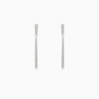 Silver bar dangle stud earrings with cubic zirconia