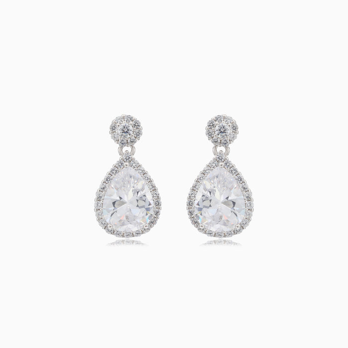 Silver drop dangle stud earrings