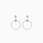 Silver stud earrings dangling circles