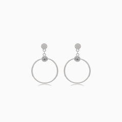 Silver stud earrings dangling circles