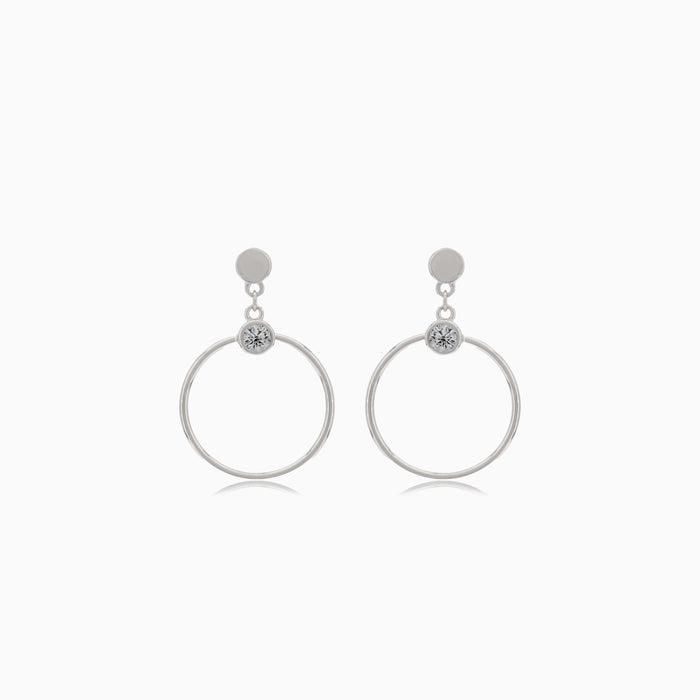Silver stud earrings dangling circles