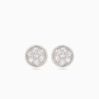 Round silver stud earrings with cubic zirconia