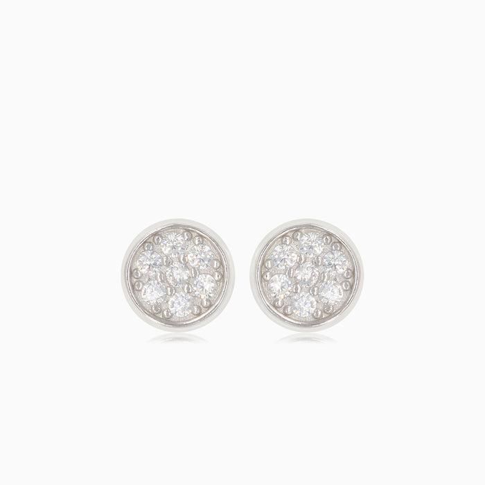 Round silver stud earrings with cubic zirconia