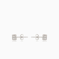 Silver round stud cubic zirconia earrings