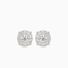 Silver round stud cubic zirconia earrings