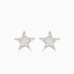 Silver star stud earrings