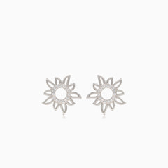 Silver sun stud earrings