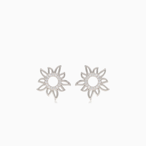 Silver sun stud earrings