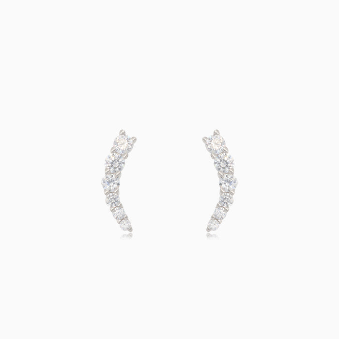 Silberne lineare Steckerohrringe mit Zirkonia