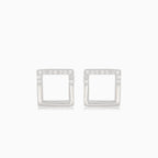 Silver stud earrings squares