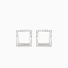 Silver stud earrings squares