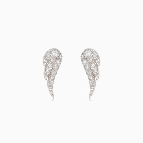Silver stud earring wing of an angel